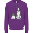 A Border Collie and Puppy Kids Sweatshirt Jumper Purple