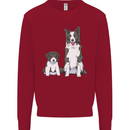 A Border Collie and Puppy Kids Sweatshirt Jumper Red