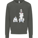 A Border Collie and Puppy Kids Sweatshirt Jumper Storm Grey