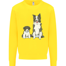 A Border Collie and Puppy Kids Sweatshirt Jumper Yellow