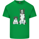 A Border Collie and Puppy Kids T-Shirt Childrens Irish Green