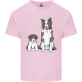 A Border Collie and Puppy Kids T-Shirt Childrens Light Pink