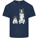 A Border Collie and Puppy Kids T-Shirt Childrens Navy Blue
