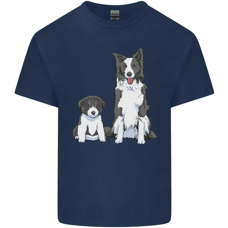A Border Collie and Puppy Kids T-Shirt Childrens Navy Blue