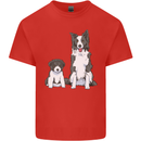 A Border Collie and Puppy Kids T-Shirt Childrens Red
