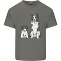 A Border Collie and Puppy Mens Cotton T-Shirt Tee Top Charcoal