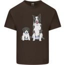 A Border Collie and Puppy Mens Cotton T-Shirt Tee Top Dark Chocolate