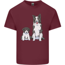 A Border Collie and Puppy Mens Cotton T-Shirt Tee Top Maroon