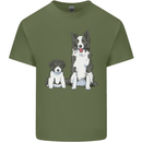 A Border Collie and Puppy Mens Cotton T-Shirt Tee Top Military Green