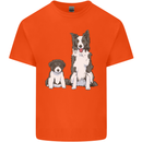 A Border Collie and Puppy Mens Cotton T-Shirt Tee Top Orange