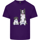 A Border Collie and Puppy Mens Cotton T-Shirt Tee Top Purple