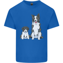 A Border Collie and Puppy Mens Cotton T-Shirt Tee Top Royal Blue