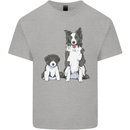 A Border Collie and Puppy Mens Cotton T-Shirt Tee Top Sports Grey