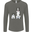 A Border Collie and Puppy Mens Long Sleeve T-Shirt Charcoal