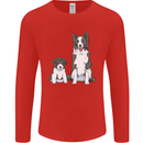A Border Collie and Puppy Mens Long Sleeve T-Shirt Red