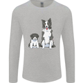 A Border Collie and Puppy Mens Long Sleeve T-Shirt Sports Grey