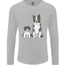 A Border Collie and Puppy Mens Long Sleeve T-Shirt Sports Grey