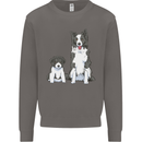 A Border Collie and Puppy Mens Sweatshirt Jumper Charcoal