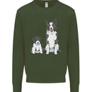 A Border Collie and Puppy Mens Sweatshirt Jumper Forest Green