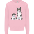 A Border Collie and Puppy Mens Sweatshirt Jumper Light Pink