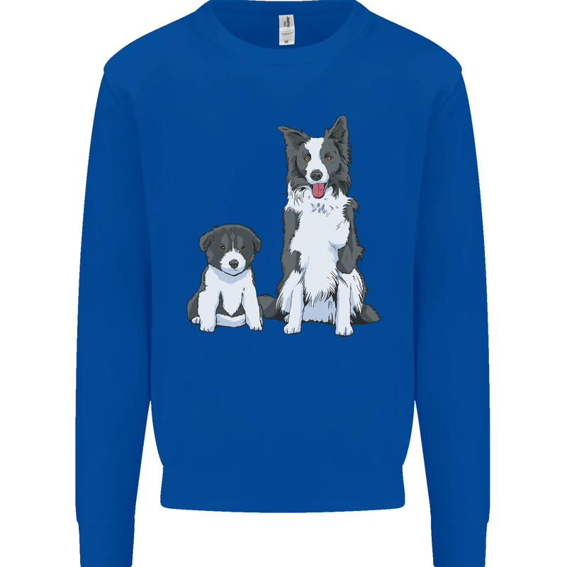 A Border Collie and Puppy Mens Sweatshirt Jumper Royal Blue