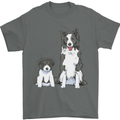 A Border Collie and Puppy Mens T-Shirt 100% Cotton Charcoal