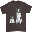 A Border Collie and Puppy Mens T-Shirt 100% Cotton Dark Chocolate