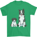 A Border Collie and Puppy Mens T-Shirt 100% Cotton Irish Green