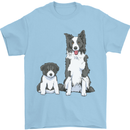 A Border Collie and Puppy Mens T-Shirt 100% Cotton Light Blue