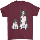 A Border Collie and Puppy Mens T-Shirt 100% Cotton Maroon