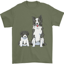 A Border Collie and Puppy Mens T-Shirt 100% Cotton Military Green