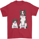A Border Collie and Puppy Mens T-Shirt 100% Cotton Red
