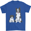 A Border Collie and Puppy Mens T-Shirt 100% Cotton Royal Blue