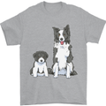 A Border Collie and Puppy Mens T-Shirt 100% Cotton Sports Grey