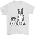 A Border Collie and Puppy Mens T-Shirt 100% Cotton White