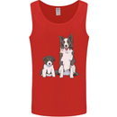 A Border Collie and Puppy Mens Vest Tank Top Red