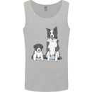 A Border Collie and Puppy Mens Vest Tank Top Sports Grey
