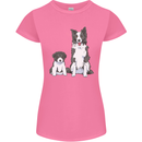 A Border Collie and Puppy Womens Petite Cut T-Shirt Azalea