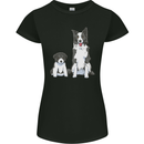 A Border Collie and Puppy Womens Petite Cut T-Shirt Black