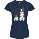 A Border Collie and Puppy Womens Petite Cut T-Shirt Navy Blue