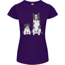 A Border Collie and Puppy Womens Petite Cut T-Shirt Purple