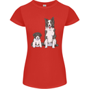 A Border Collie and Puppy Womens Petite Cut T-Shirt Red