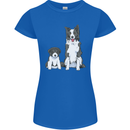 A Border Collie and Puppy Womens Petite Cut T-Shirt Royal Blue