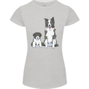 A Border Collie and Puppy Womens Petite Cut T-Shirt Sports Grey