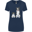 A Border Collie and Puppy Womens Wider Cut T-Shirt Navy Blue