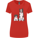 A Border Collie and Puppy Womens Wider Cut T-Shirt Red