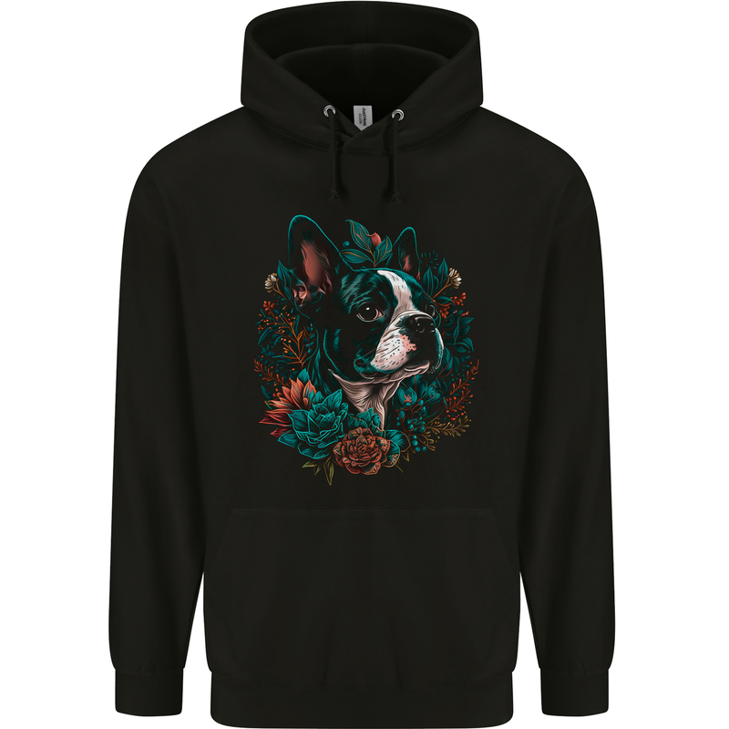 A Boston Terrier Dog Childrens Kids Hoodie Black