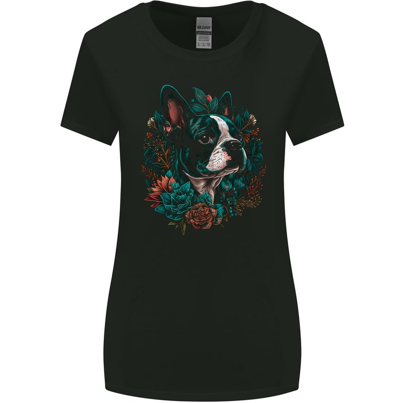 A Boston Terrier Dog Womens Wider Cut T-Shirt Black