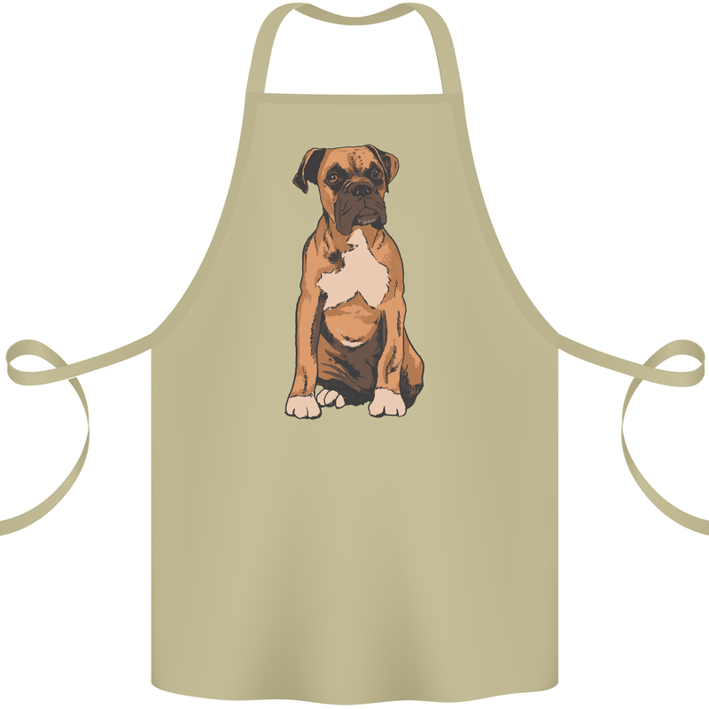 A Boxer Dog Cotton Apron 100% Organic Khaki