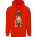 A Boxer Dog Mens 80% Cotton Hoodie Bright Red